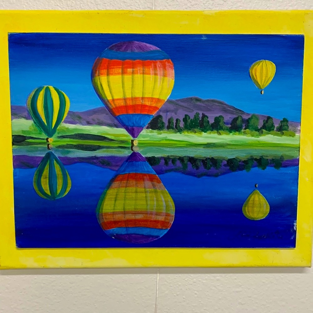 Hot air balloon acrylic painting